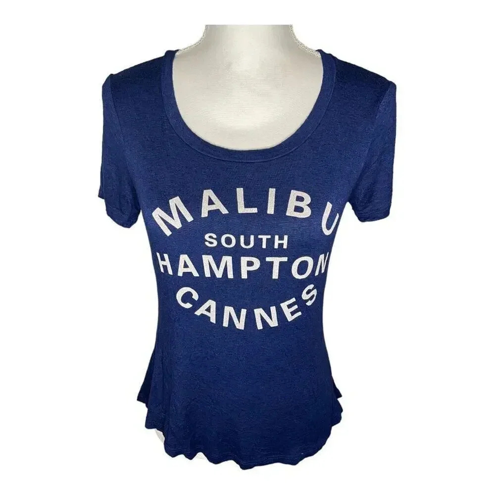 Sundry Women’s Small (Size 1) Navy City Pullover Fitted Stretchy T-Shirt